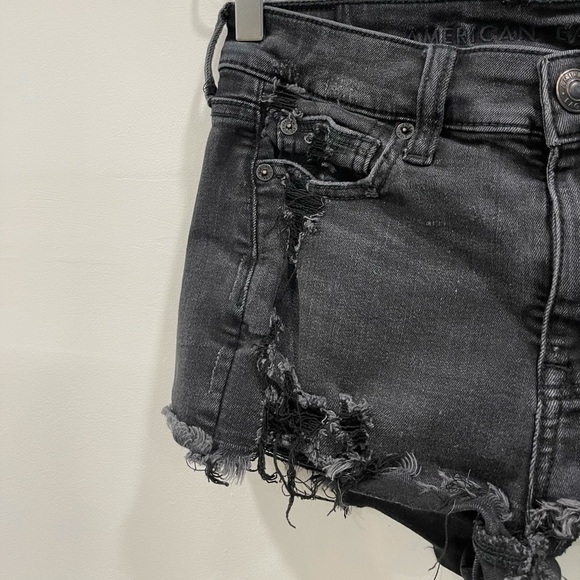 American Eagle High Rise Shortie Denim Short Black - Picture 2 of 9